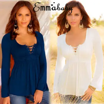 

Fashion Women's Long Sleeve Loose Blouse Casual Shirt Summer Tops Shirt 2019 new arrivals