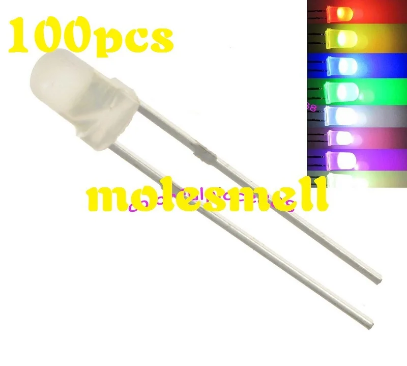 Бесплатная доставка 100 шт. 3 мм рассеянный RGB Радужный медленный мигание красный