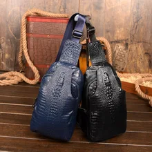 Новая модная мужская нагрудная сумка, сумки-мессенджеры из коровьей кожи, повседневные мужские дорожные сумки на плечо, сумка через плечо с крокодиловым узором