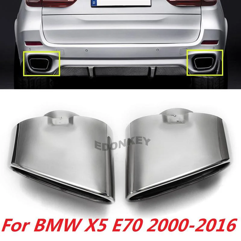 

Pair Chrome Exhaust Dual Tail Pipe Muffler Tip Stainless Steel For X5 E70