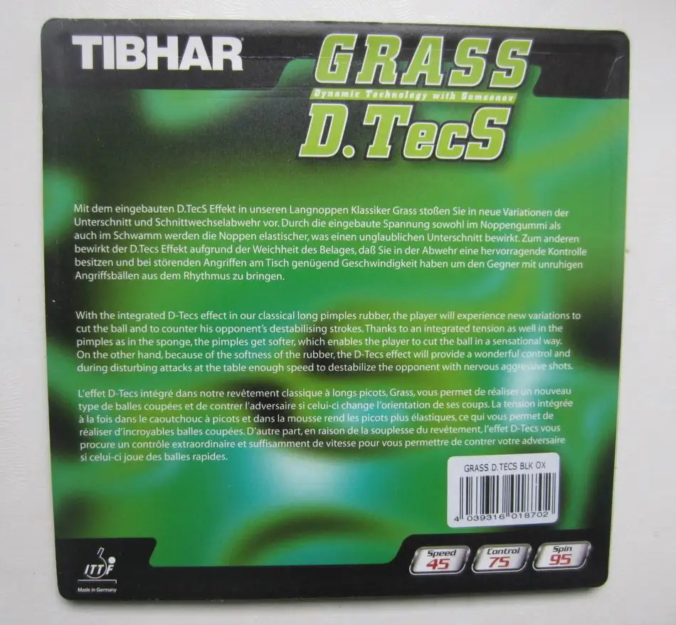 Оригинальные длинные прыщи Tibhar GRASS D.TECS для настольного тенниса резиновые ракетки