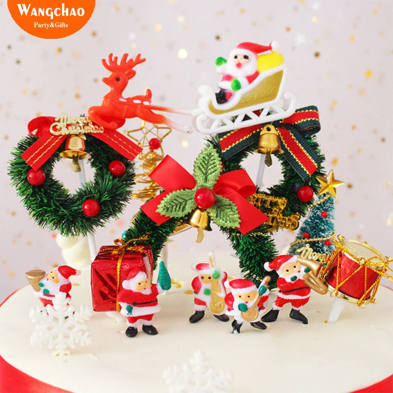 

Christmas Cake Topper Santa Claus Garland Cupcake Topper Xmas Party Decoration for Home Accessories Cake Decoration 32 Styles