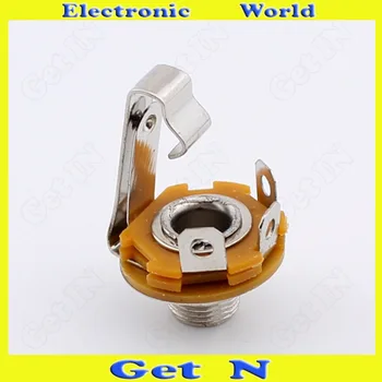 

50pcs 2-Pole/Pin Metal 6.5 Socket Fixable Mono Track Button Socket Jack for Microphone