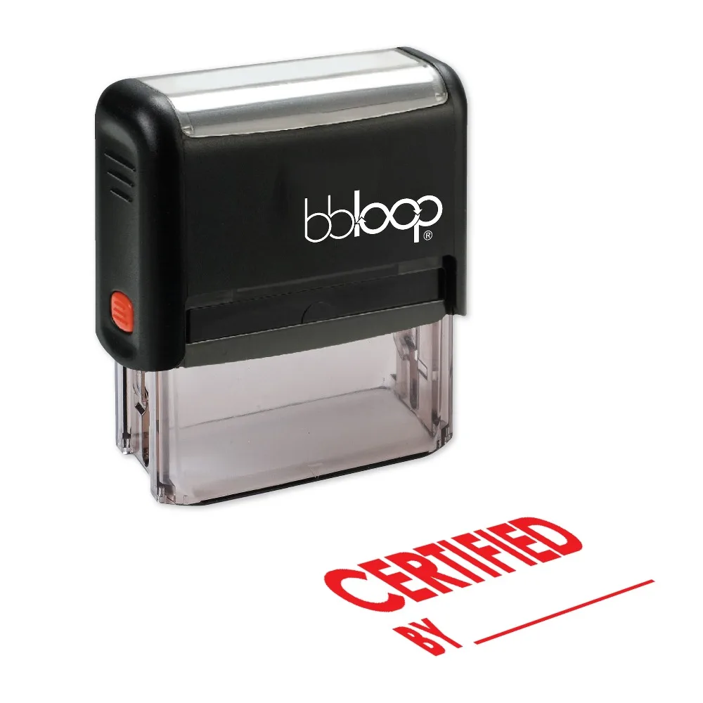 BBloop "CERTIFIED" Bold W/By Line самоклеющаяся печать, прямоугольная, лазерная гравировка, красный