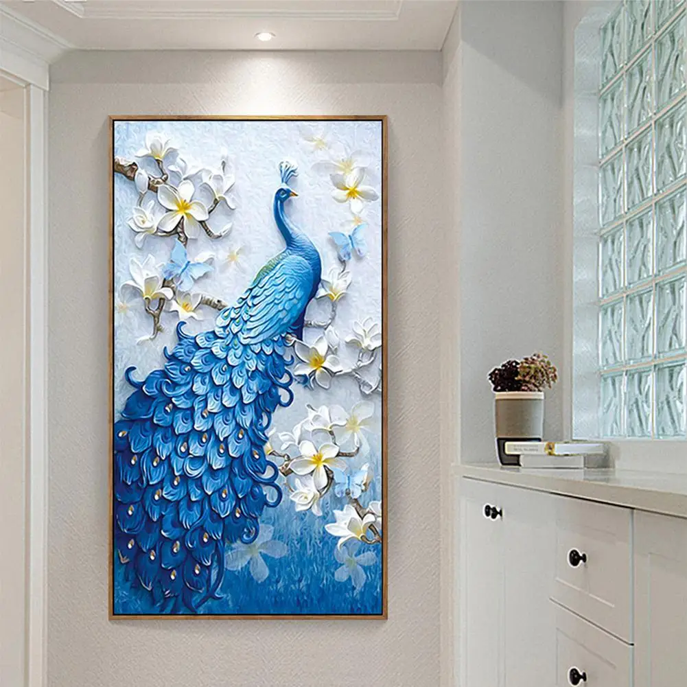 

Adeeing 5D Peacock Diamond Embroidery Full Rhinestone Cross Stitch Painting Home Hotel Decoration Gift