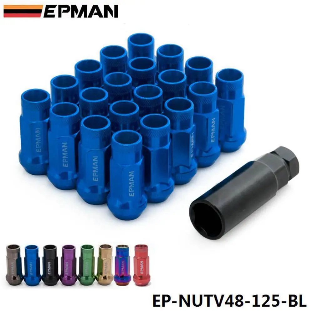 Skup MT V48 Auto stalowe Acorn obręczy przez dłuższy otwarty koniec wyścigi koła Lug Nuts z jeden klucz M12X1.25 20 sztuk EP NUTV48 125