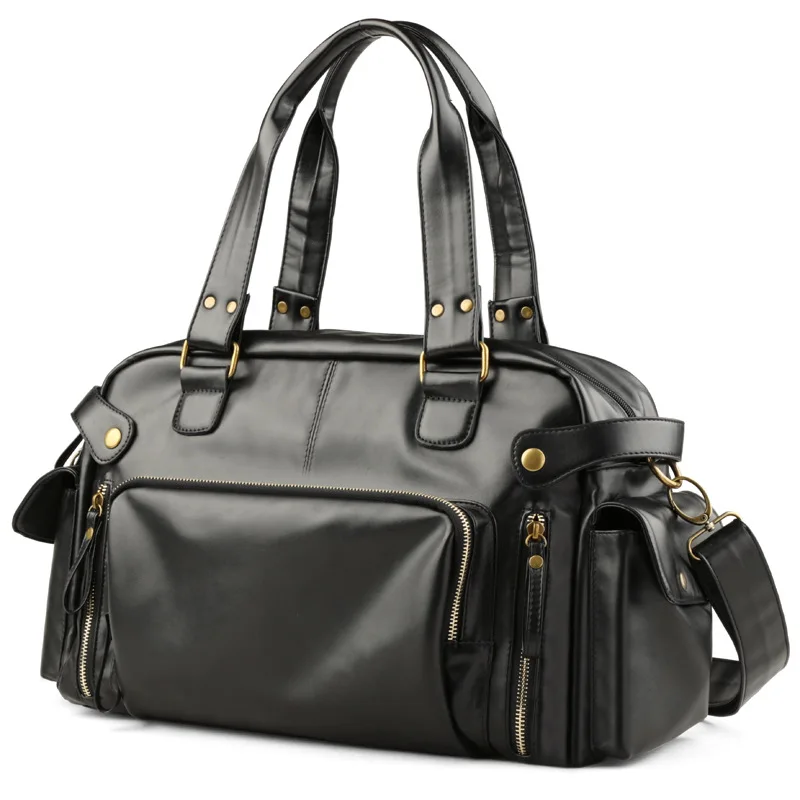 

2018 New Arrival Leather Travel Bags for Men Large Capacity Portable Male Shoulder Bags Men's Handbags Boy Vintage Travel Duffle