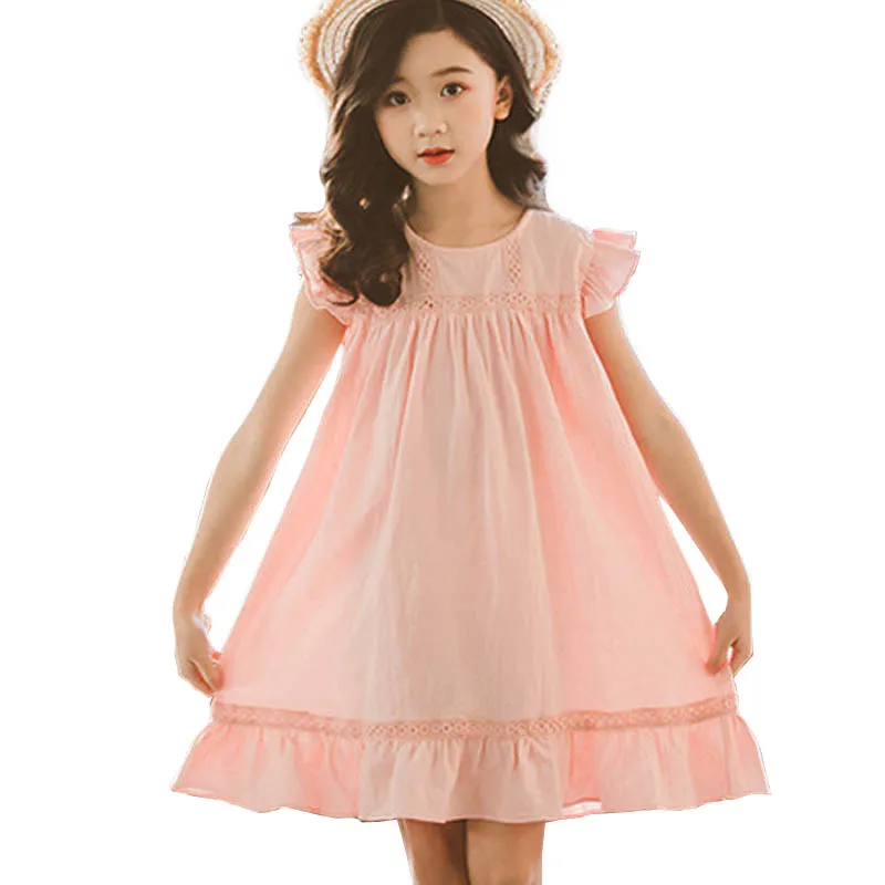 Летнее платье с оборками для девочек хлопковые льняные винтажные платья для подростков свободные вечерние платья принцессы для девочек 3-14 лет