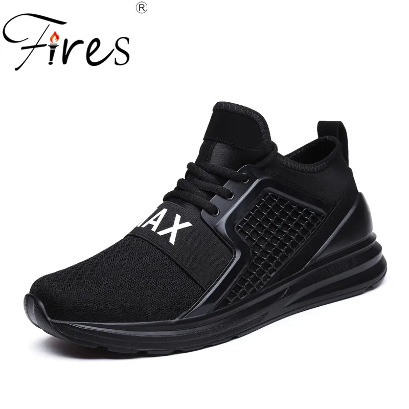 

Fires 2018 Fashion Men Shoes Casual Weaving 39-47 Mesh Breathable Sneakers Light Soft Black Lace-up Outdoor Shoes Male Trainers