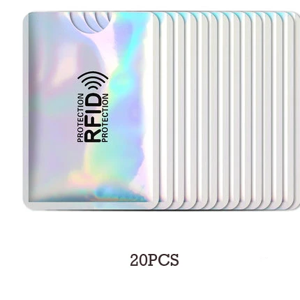 20 шт Анти Rfid лазерный кошелек блокирующий ридер замок банк держатель для карт Id банковский Чехол для карт Защитный металлический кредитный держатель для карт - Цвет: Laser