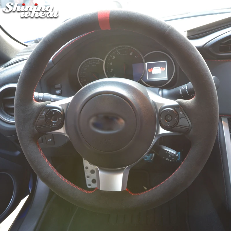 

Shining wheat Black Alcantara Car Steering Wheel Cover for Subaru BRZ 2016 2017 2018 2019