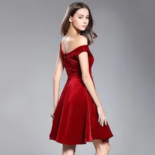 2017 Summer Dress Women Sexy Off Shoulder Evening Party Dresses Runway Vintage Elegant A-Line Velvet Dress Robe Femme Vestidos