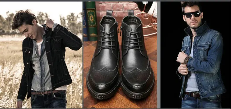 Men's Boot Lace-up Men Boots Genuine Leather Winter Black Chelsea Boots Mens Ankle Military Boots' Men Desert winter shoes mens  (2)