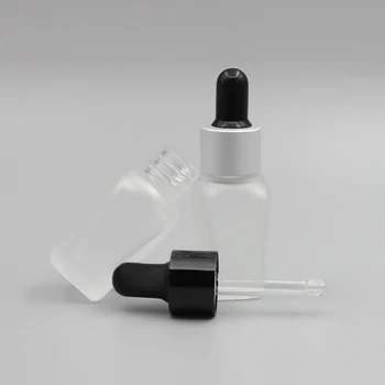 

Mini 10ml clear frosted glass dropper bottle ,10ml square glass bottle with black head dropper