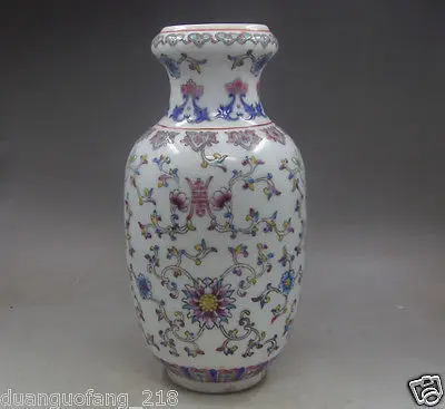 

Beautiful China Collectibles Porcelain Hand Painting Flower longevity Big Auspicious Vase