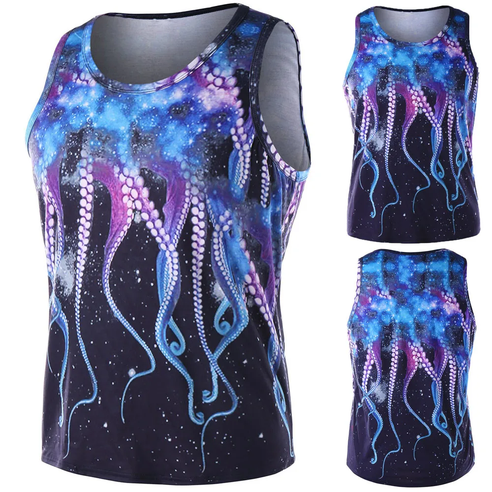 

2019 Women Summer Fashion Casual Beauty Chic Gothic Sleeveless Tank Top Vest Octopus Print Vest Notes Tops Tops Mujer Verano 50