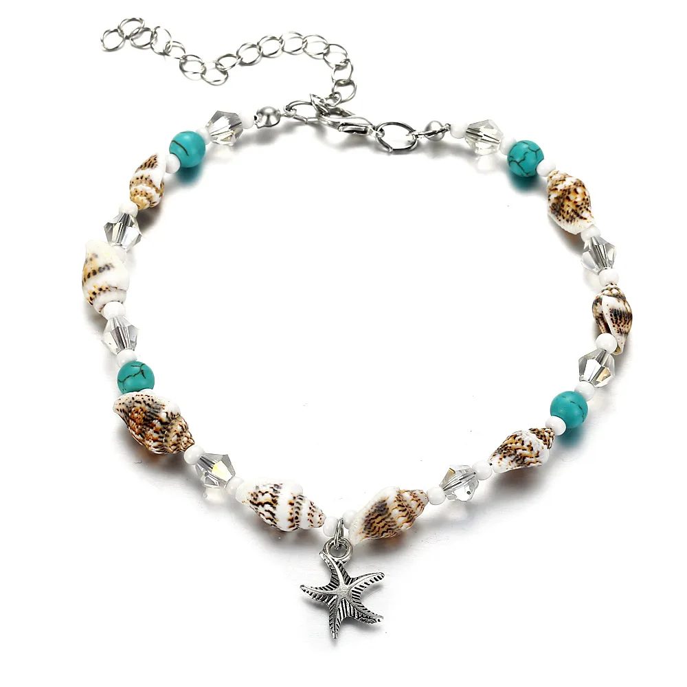 Модные жемчужины Морская звезда талисманы браслеты ножные браслеты для женщин лето ног цепи в виде ракушки подарок Пляж Морская звезда