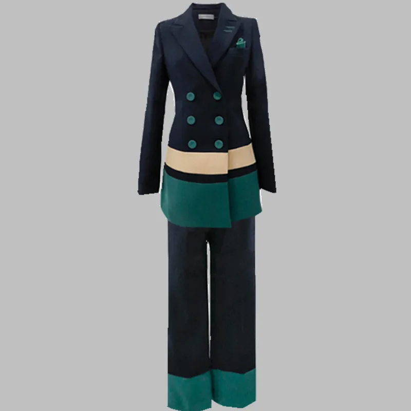 Высококачественные длинные брючные костюмы женские повседневные офисные деловые костюмы комплекты одежды для работы Элегантные штаны пэчворк костюмы - Цвет: Photo Color