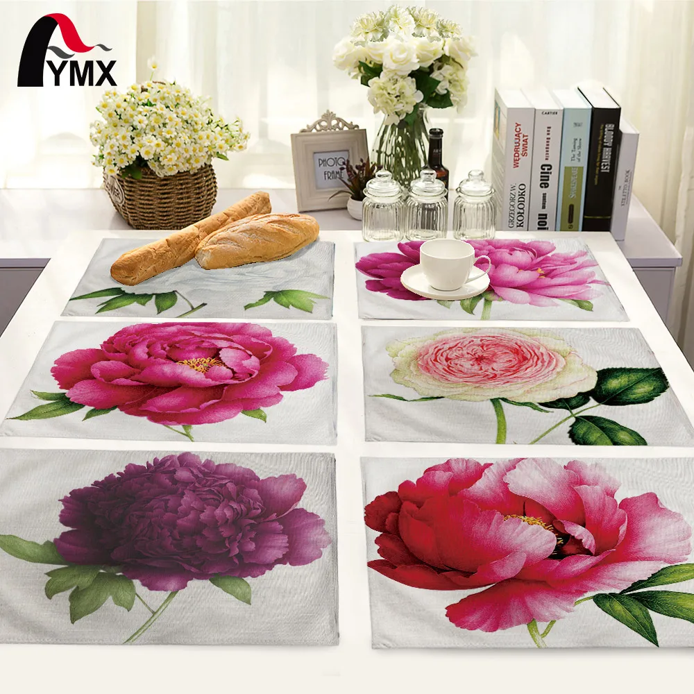 Fashion Flower Rose Pattern Table Mat Kitchen Decoration Table Napkin For Wedding Table Mat Placemat Dining Accessories