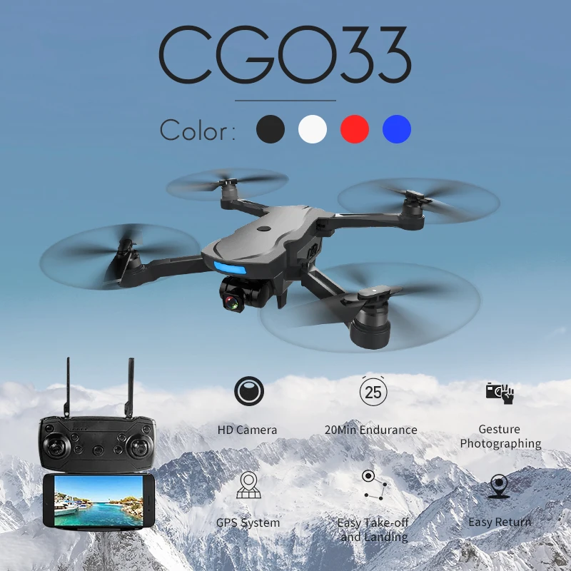 

CG033 Quadcopter WiFi FPV w/ HD 1080P 2.0MP Gimbal Camera Mode 2 GPS Brushless Servo Foldable AOSENMA RC Drone Helicopter RTF