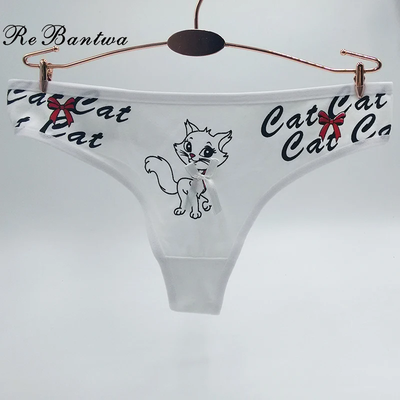 Rebantwa Lady Thongs Cartoon Sexy Underwear Women Cotton Cute T Panties Girls G String Womens 