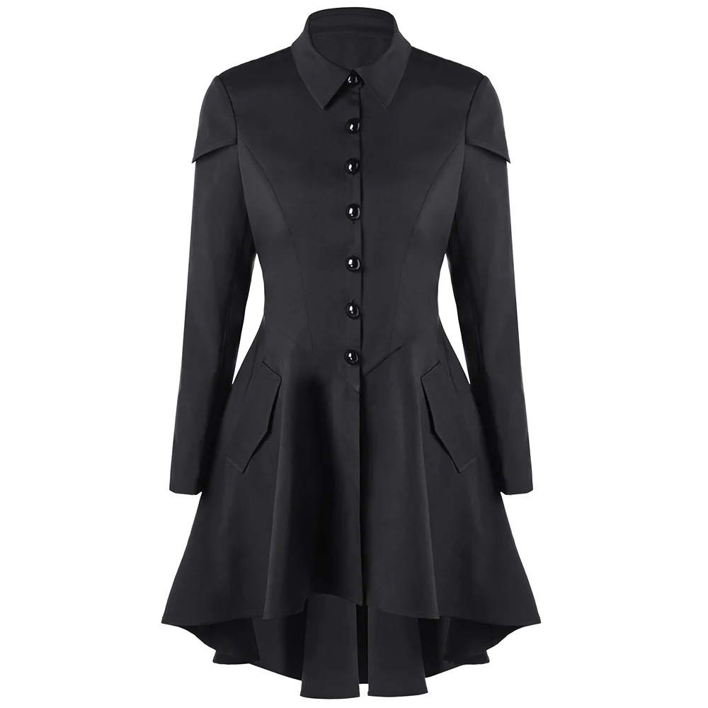Buy ZAFUL Gothic Coats Women Halloween Button Lace Up Cocktail Coats A Line