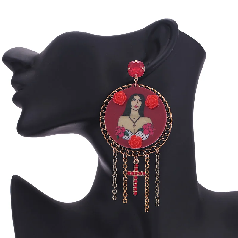 

Sehuoran Tassel Earrings For Woman Woman Image Pendients Oorbellen Statement Earrings Fashion Jewerly Rose Boho Earings