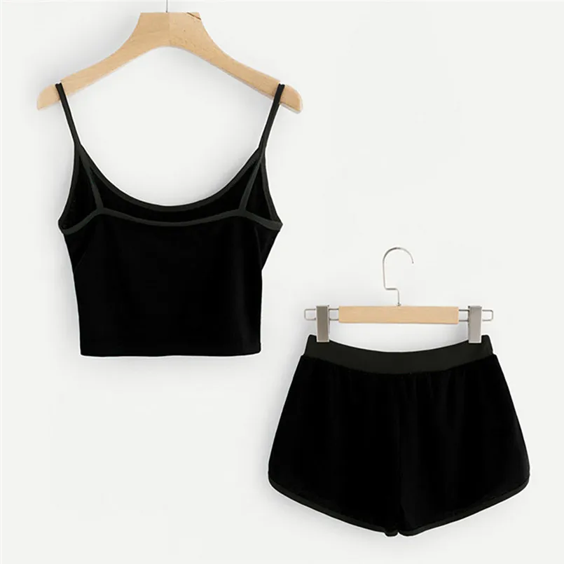 Fashion Sleeveless Suspender Shorts Sport Suit Summer Active Outfit For Ladies Skin Care Soft Clothes Conjuntos De Mujer 40DE04 (24)