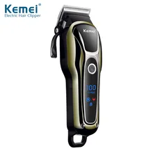 Kemei 110 v-240 v перезаряжаемый электрический триммер для волос с турбонаддувом профессиональная машинка для стрижки волос регулируемая электрическая бритва