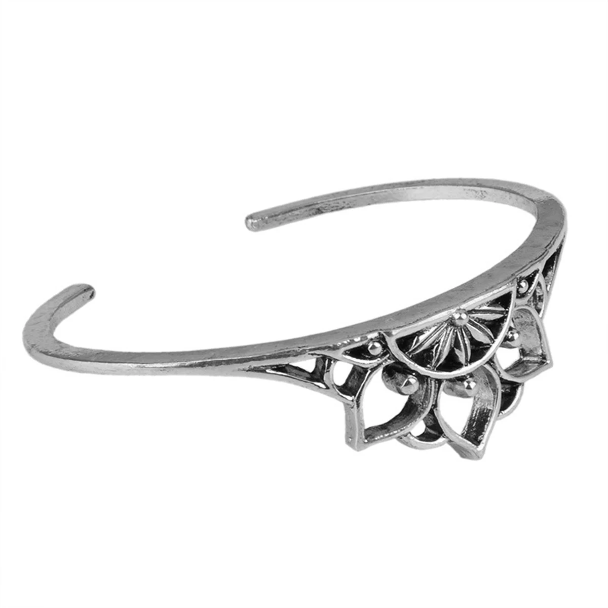 Women Boho Hollow Flower Ethnic Vintage Cuff Bangle Open Bracelet Jewelry