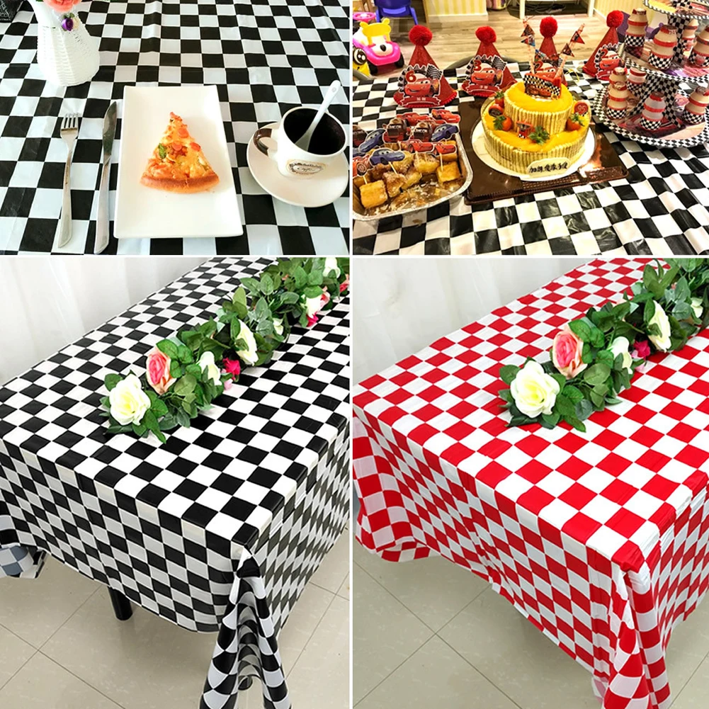 

Checkered Flag Table Cover Party Favor Checkered Tablecloth Disposable Checkered Racing Table Cover