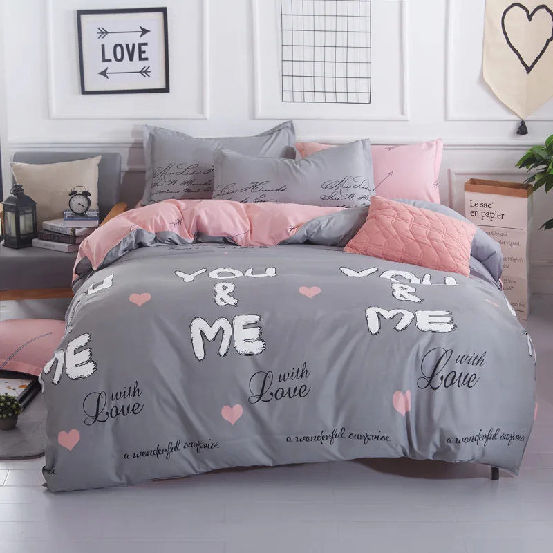 

4pcs Bedding Set Fitted Sheet BedSpread Duvet Cover Quilt Pillow Case Bedclothes Kid 1.35m 1.5m Bed Linen Single Queen Full Size