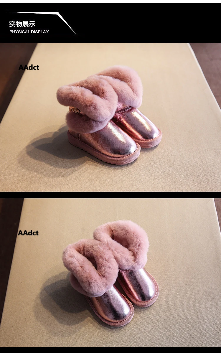 AAdct/Водонепроницаемые ботинки для девочек ручной работы; зимние меховые хлопковые теплые детские зимние ботинки для девочек; Брендовая детская обувь из кроличьей шерсти; Новинка года