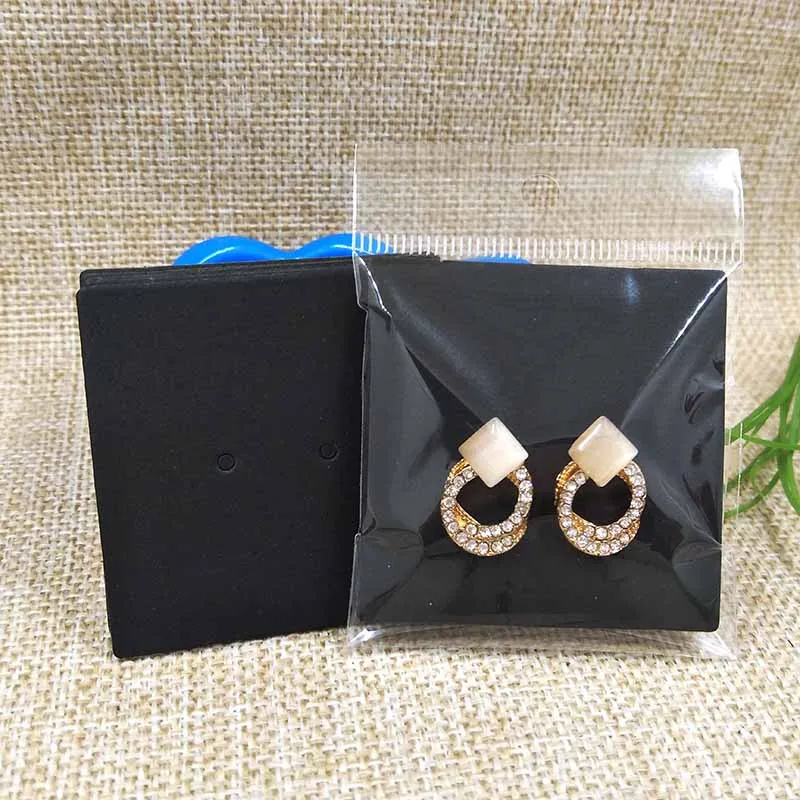 Серьги-карты сделай сам черные/крафт-сережки 5 5х5 см 1 упаковка = 100 карт + opp пакетов