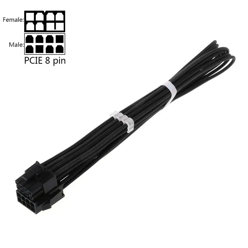 

Sleeved Graphics GPU PCI-E 8Pin (6pin+2pin) Male to Female Power Extension Cable 30CM/40CM Black Red for PC Computer Accessories