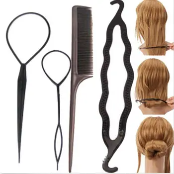 

4 pcs/set Hair Twist Styling Clip Stick Bun Maker Braid Tool Hair Accessories Kit Set Hot Sales Useful