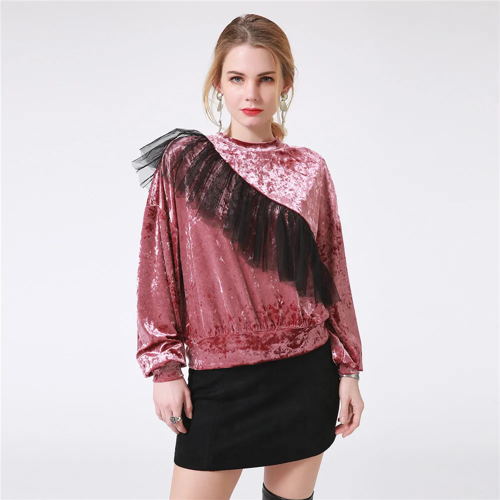 long sleeve velour tops