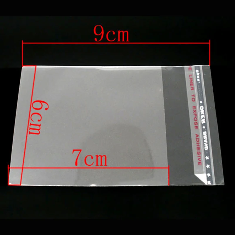 200 шт, прозрачные Самоклеющиеся пластиковые пакеты, прозрачные полипропиленовые Упаковочные пакеты 9x6 см(полезное пространство: 7x6 см