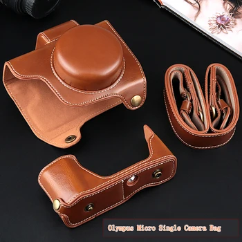

Deluxe Edition PU Leather Camera Case Bag Cover For Olympus E-M10 EM10 Mark II III EM5 II E-PL7 E-PL8 EPL7 EPL8 PEN-F and strap