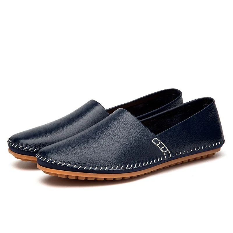 En Mocassins De Noir Cuir bleu Conduite chocolat Classiques Sans Printemps blanc Véritable Loisirs Lacets jaune Autumm Hommes Chaussures Plates 0B6wq1d