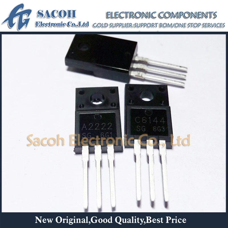 New Original 10Pairs(20PCS) 2SA2222 A2222 2222 + 2SC6144 C6144 6144 TO-220F NPN + PNP Bipolar Transistor