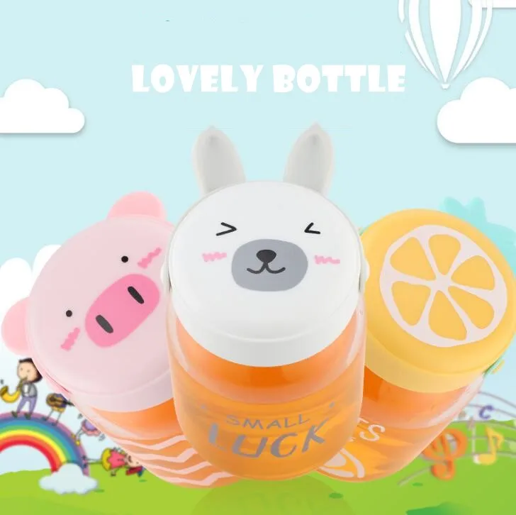 

TECHOME Creative Cartoon Glass Transparent Bottle Animal Fruit Portable Drinking Bottle Kid Student Lovely Mini Water Bottle