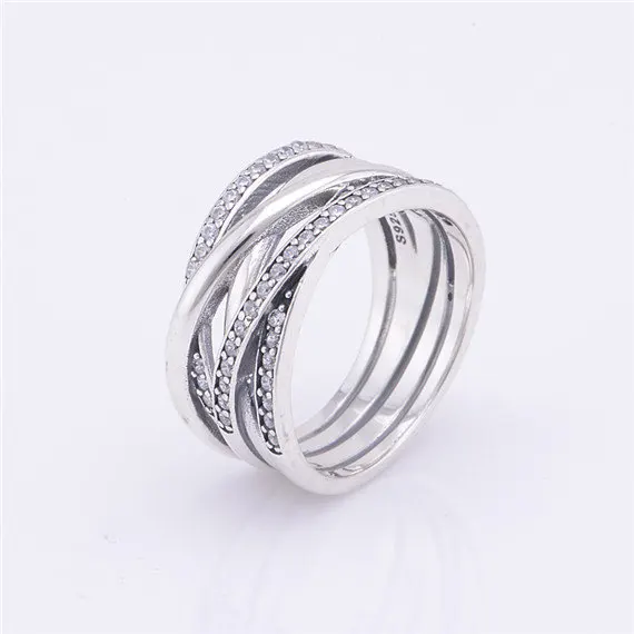 

2015 New 100% 925 Sterling Silver Sparkling Ring Silver CZ Entwine Engagement Ring With Clear CZ Ring Women Jewelry R006