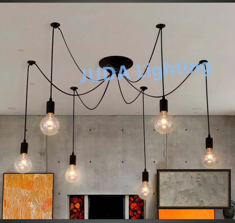 

Retro industrial chandeliers Ceiling rose canopy with cable wire E27 socket lamp holder cord set Lamp base for led indoor lamps