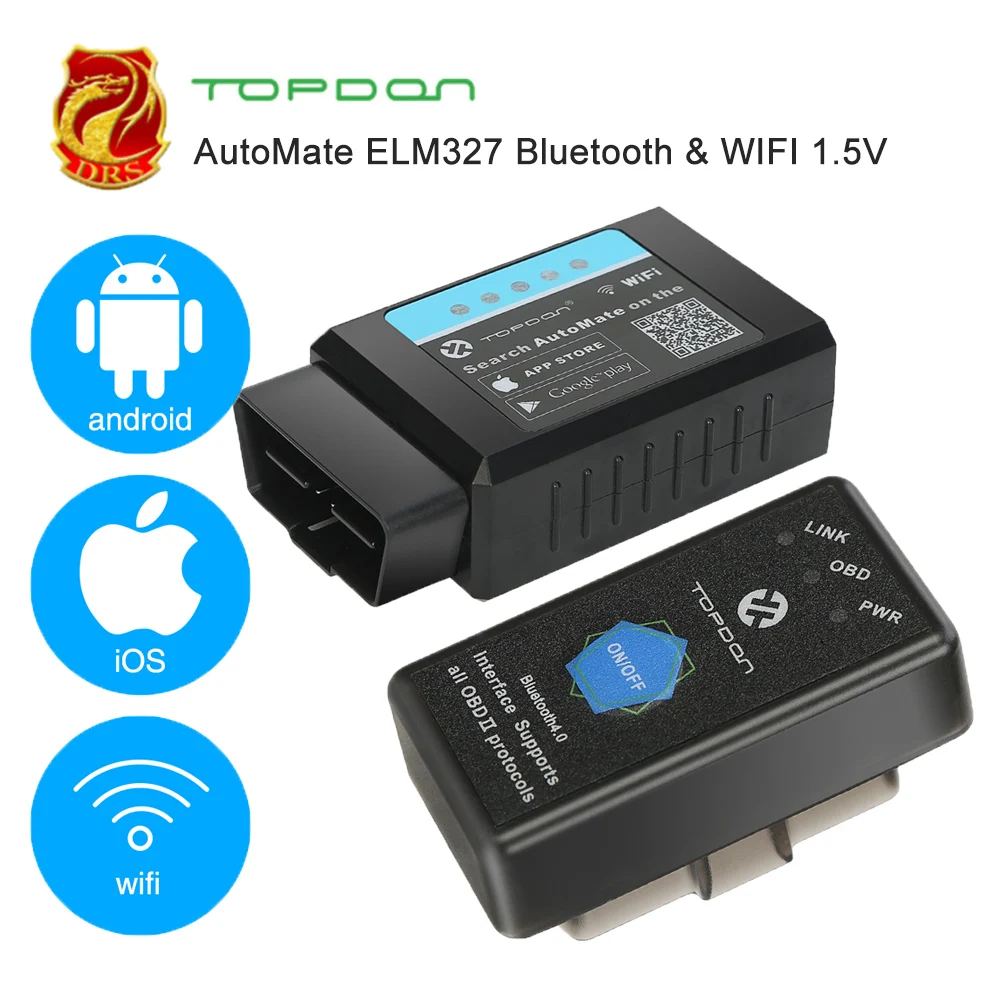 TOPDON автоматический ELM327 Bluetooth wifi V1.5 pic18f25k80 OBD2 сканер автомобильный OBDII диагностический инструмент автоматический считыватель кода для IOS