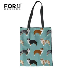 FORUDESIGNS Австралийская овчарка печатные многоразовый мешок Бакалея прочные дорожные сумки чехол для хранения пляжные сумки складной