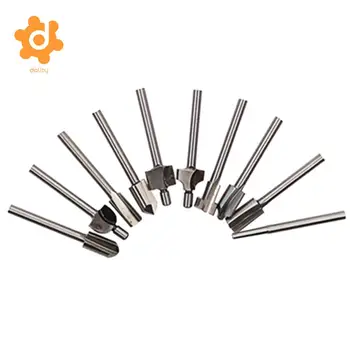 

10 Set 1/8' 3mm HSS Woodworking Router Bit Cutter Milling Fits Rotary Tools
