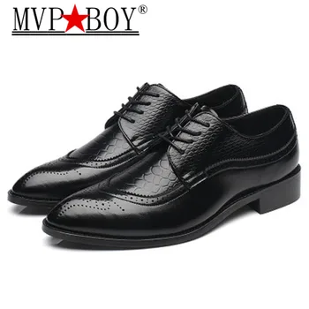 

MVP BOY Spring and autumn men's shoes men's fashion high quality leather shoes, casual shoe fashion men Oxford pointed men's