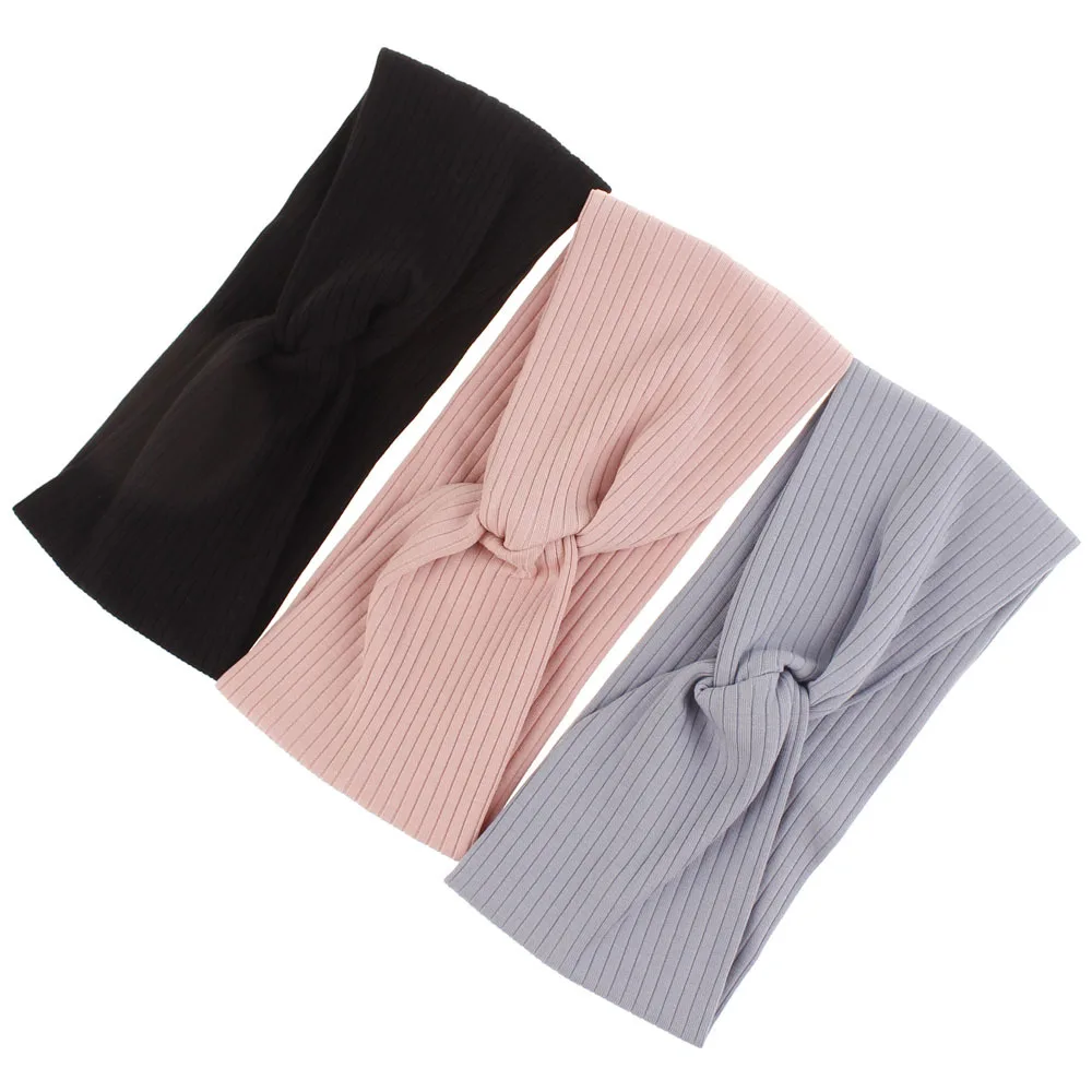 

New Cotton Heafbands for Women Korean Elastic Hair Bands Solid Color Turban Stripe Cross Knot Headwraps Girls Hair Accessories