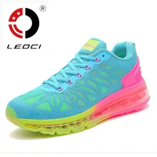 LEOCI Full Air Sole Running Shoes For Women 2016 Spring Breathable Runner Shoes Damping Trainers Women Sneakers